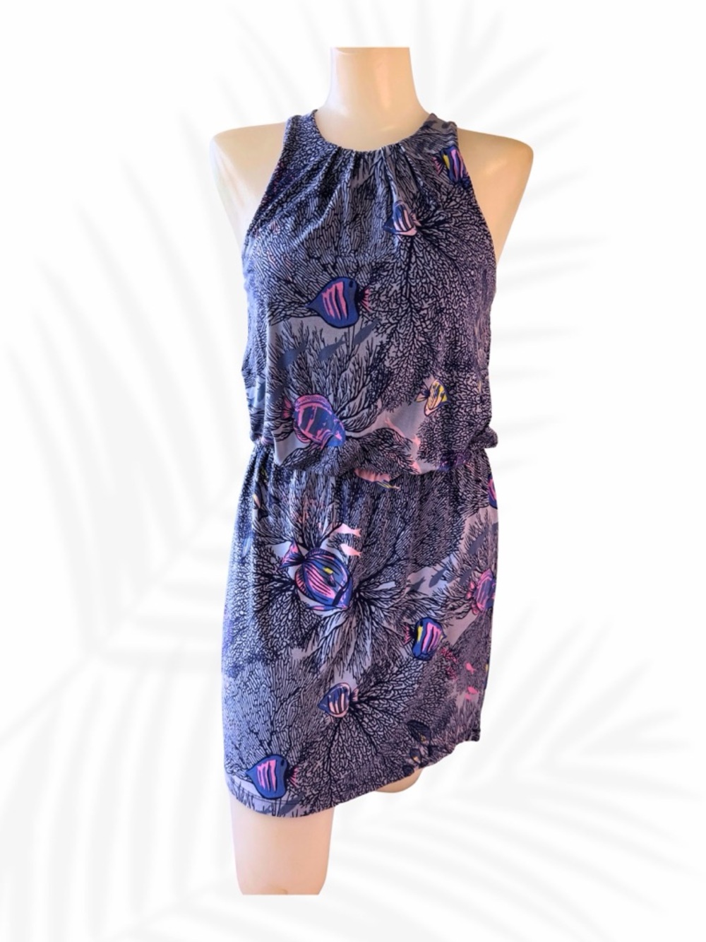 Tori Richard Hawai‘i Tropical Fish Print Halter Dress Mini Resort XS